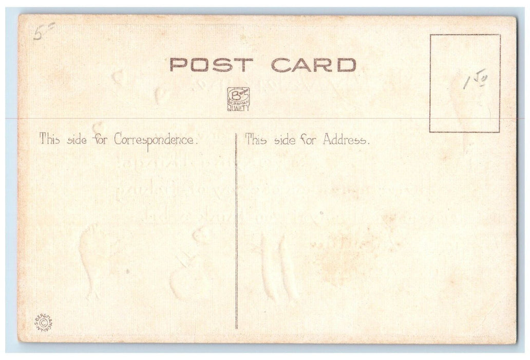 c1910's Valentine Message Hearts Carrots Onion Embossed Antique Postcard