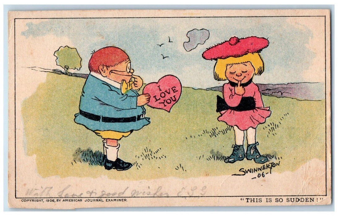 Valentine Little Sweetheart Finger Bite Swinnerton American Journal Postcard