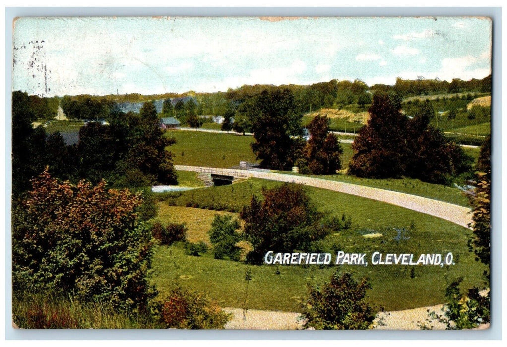 1908 Garfield Park Trees Field Road Cleveland Ohio OH Vintage Antique Postcard