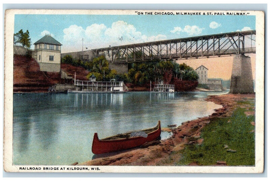 1921 Chicago Milwaukee St. Paul Railway Railroad Kilbourn Wisconsin WI Postcard