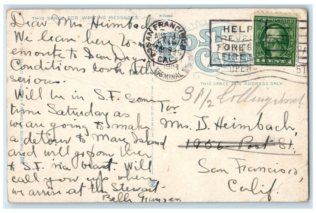 1919 Public Library Fourth Avenue Madison Road St. Seattle Washington Postcard