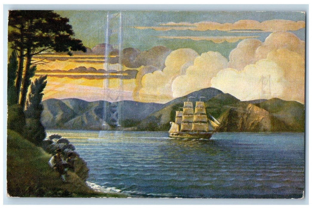 1930 Mural Treasure Island Branch Bank America Portsmouth San Francisco Postcard