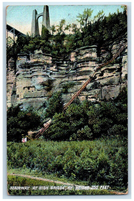 1908 Stairway High Bridge Kentucky  Special Series Art Cards Vintage Postcard