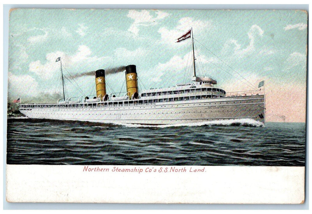 c1910 Northern Steamship Co's S.S. North Land Steamer Cruise Ferry Ship Postcard