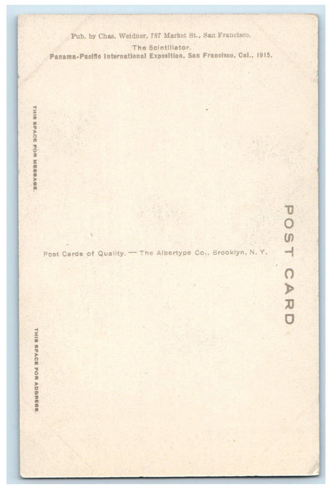 c1915 The Scintillator Panama-Pacific Night San Francisco California CA Postcard