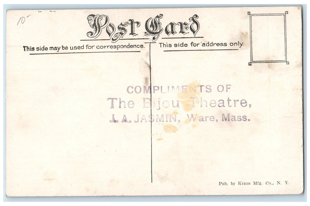 Warren Kerrigan Actor Bijou Theater Vaudeville Advertising Ware MA Postcard