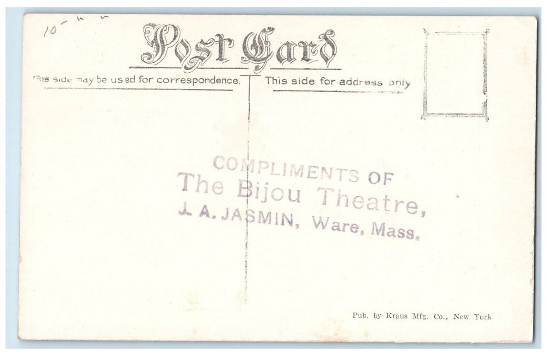 Arthur V Johnson Actor Bijou Theater Vaudeville Advertising Ware MA Postcard