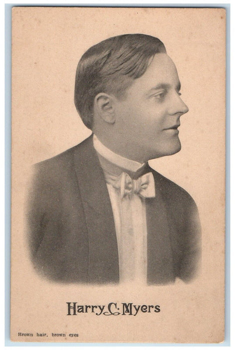 Harry C Myers Brown Hair Eyes Actor Theater Vaudeville Advertising Postcard