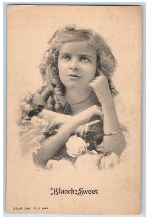 Blanche Sweet Blond Curly Hair Actress Theater Vaudeville Advertising Postcard