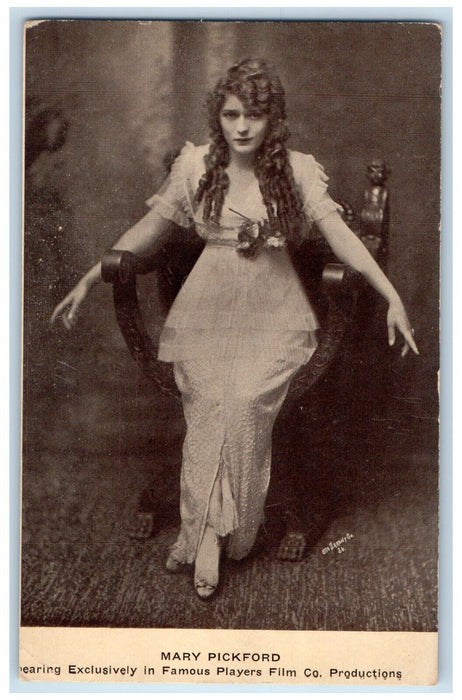c1910's Mary Pickford Curly Hair Actress Theater Vaudeville Advertising Postcard