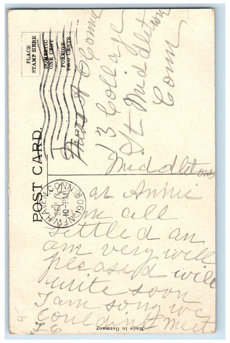 1909 Annie Flowers Large Letters New Haven Connecticut CT Antique Postcard