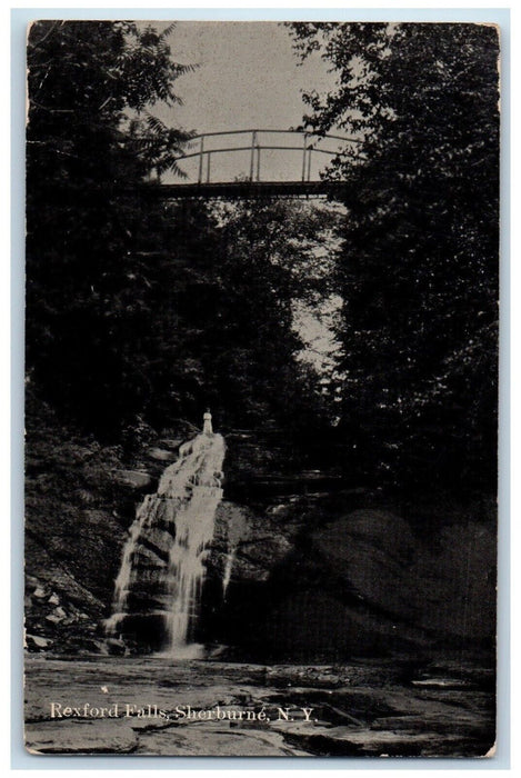 1909 Rexford Falls Waterfalls Bridge Sherburne New York NY Antique Postcard