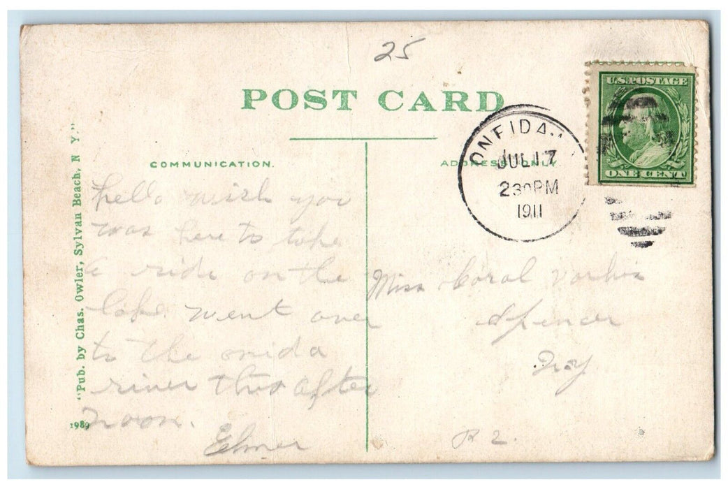 1911 Moonlight On Oneida Lake Night View Sylvan New York NY Antique Postcard
