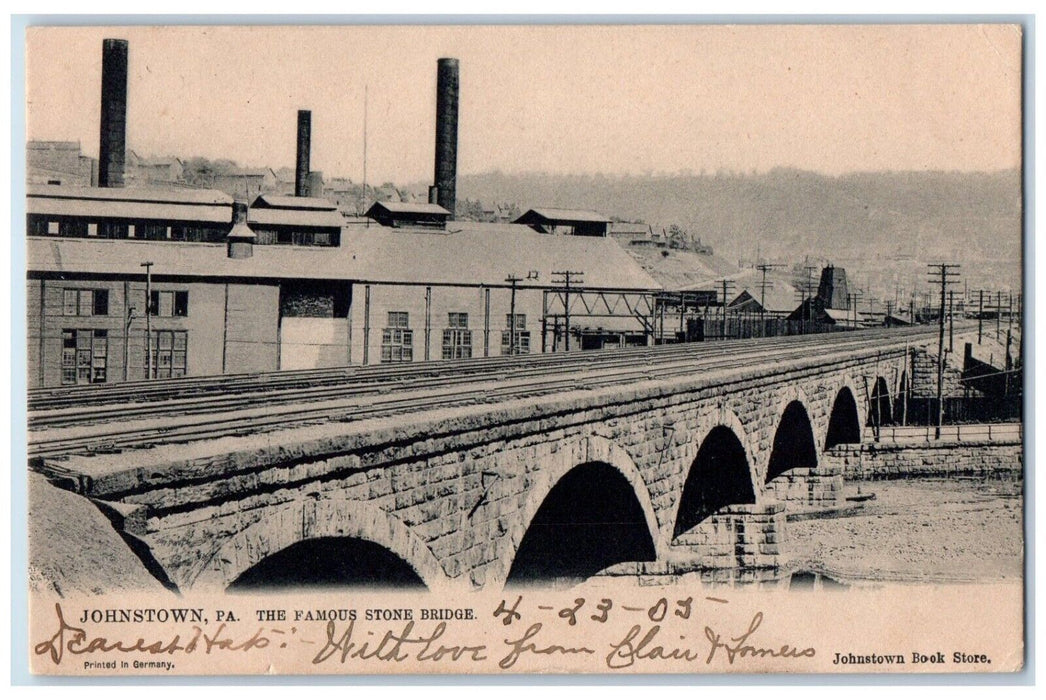 1905 The Famous Stone Bridge Johnstown Pennsylvania PA Posted Antique Postcard