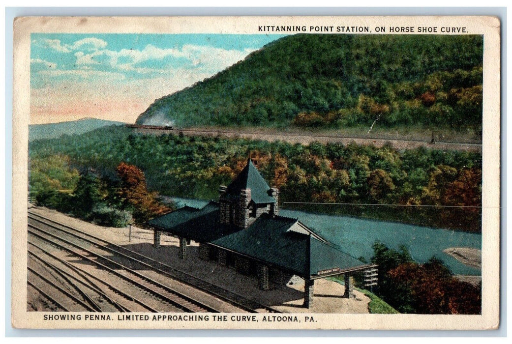 1924 Kittaning Point Station Horse Shoe Curve Showing Penna Altoona PA Postcard