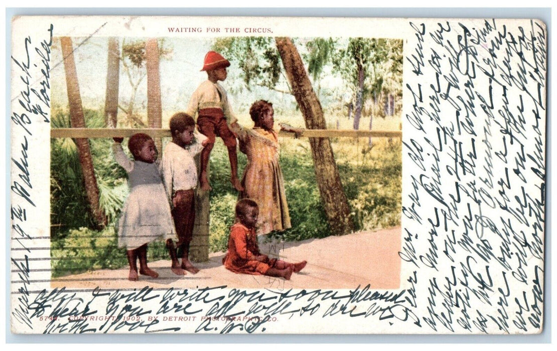 1902 Childrens Waiting For The Circus Palm Beach Florida FL Antique Postcard