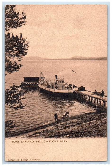 c1905 Boat Landing Yellowstone Park Wyoming WY Haynes Photo Antique Postcard
