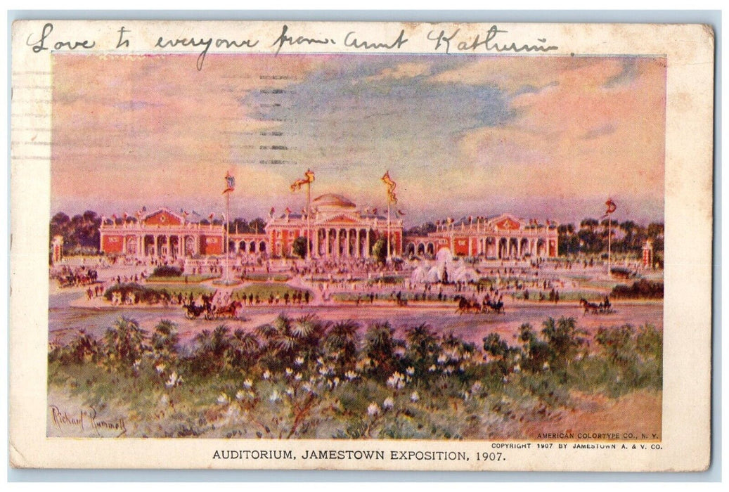 1907 View Of Auditorium Jamestown Exposition Norfolk Virginia VA Posted Postcard