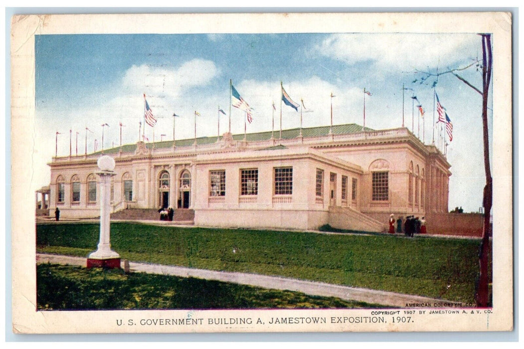 1907 US Government Building A. Jamestown Exposition Norfolk VA Postcard