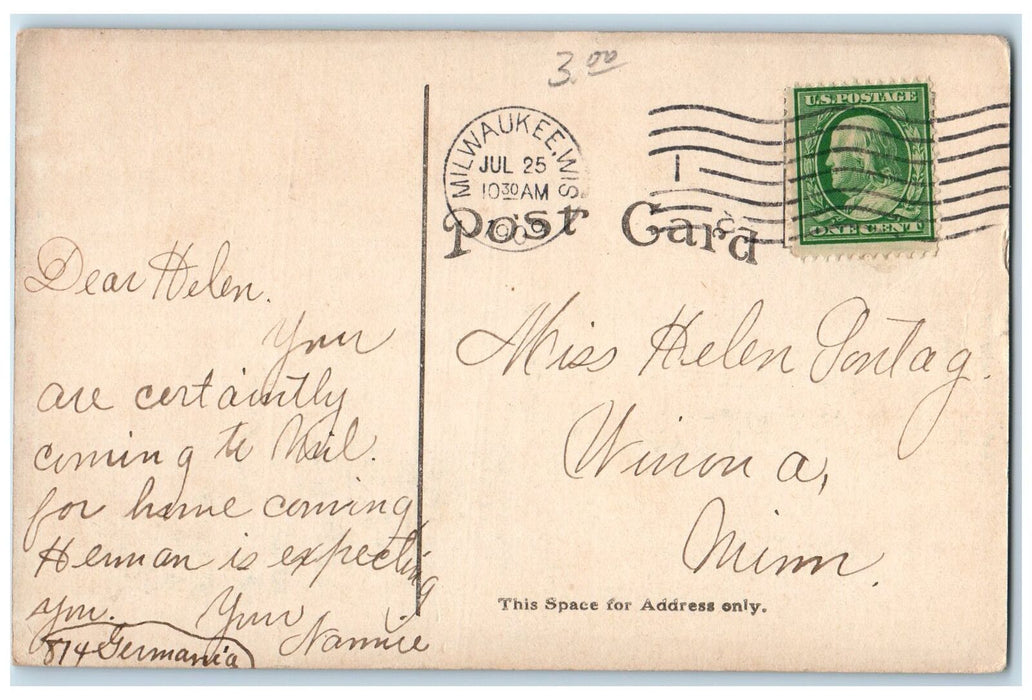 1909 Northwest Cor. E. Waster & Wis St. Milwaukee WI Dual View Antique Postcard