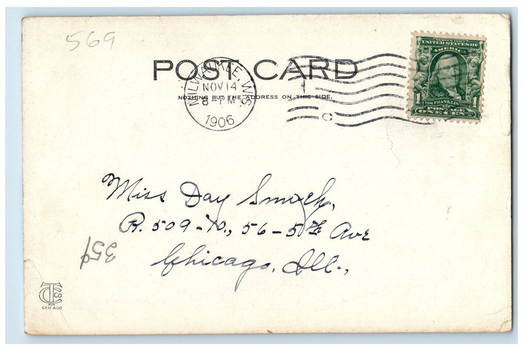 1906 Chicago Milwaukee And St. Paul Depot Railroad Depot Wisconsin WI Postcard