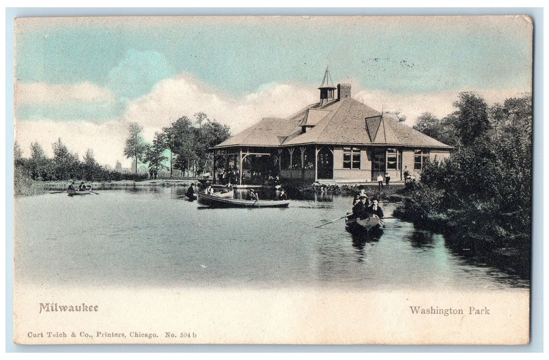 c1910's Washington Park House Boats Scene Milwaukee Wisconsin WI Postcard