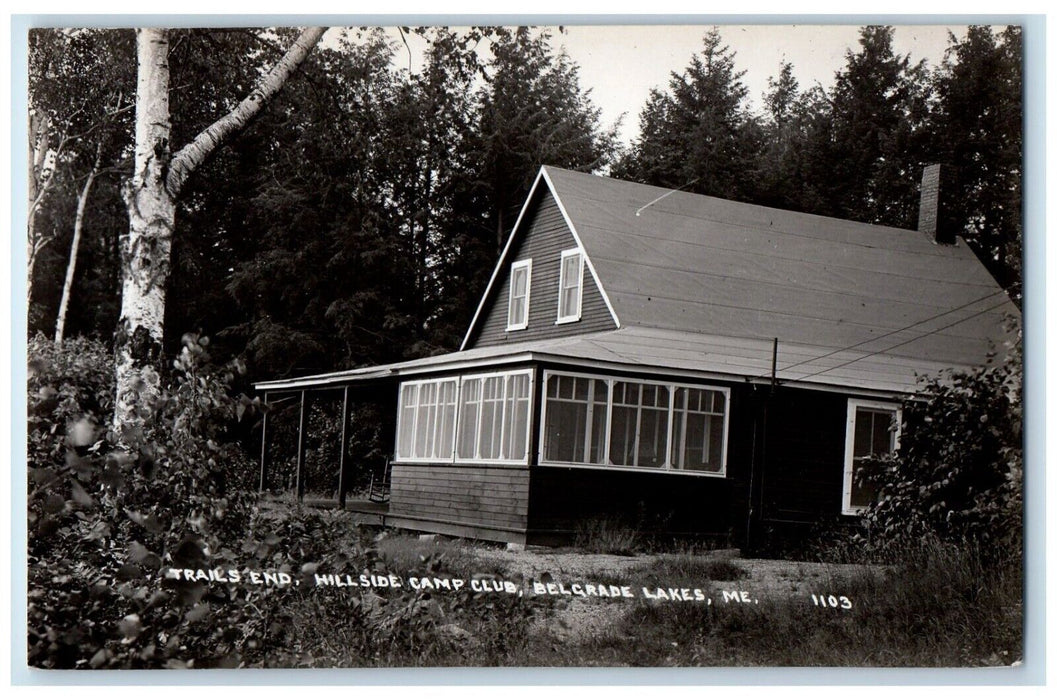 c1950's Trails End Hillside Camp Club Belgrade Lakes ME RPPC Photo Postcard