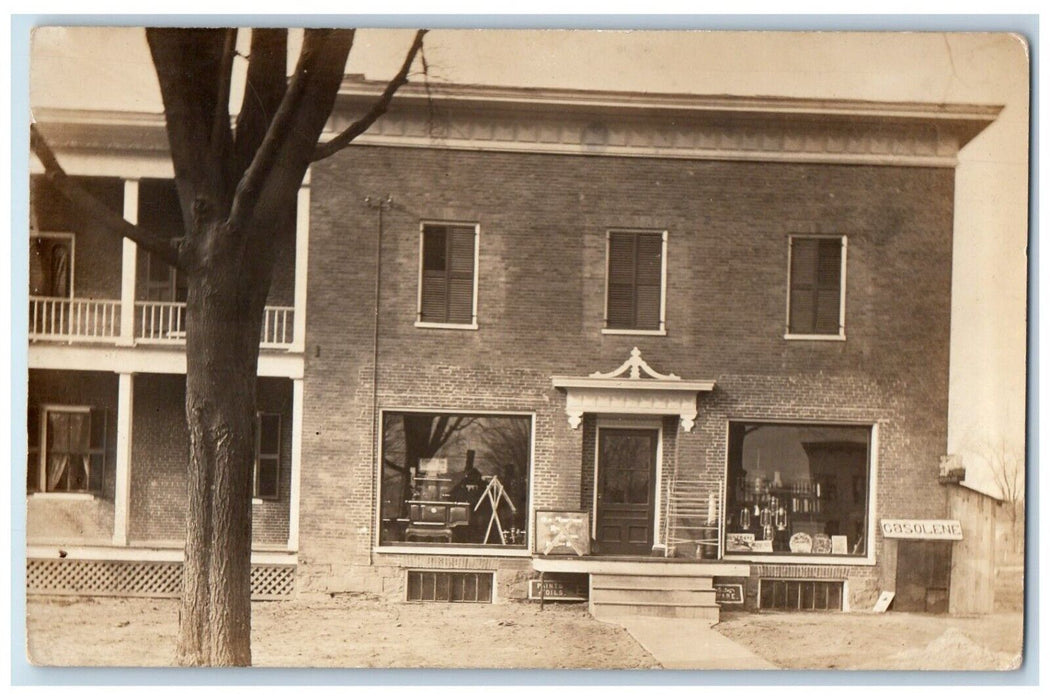 c1910's Paints Store Oils Lantern Gasoline Business General RPPC Photo Postcard