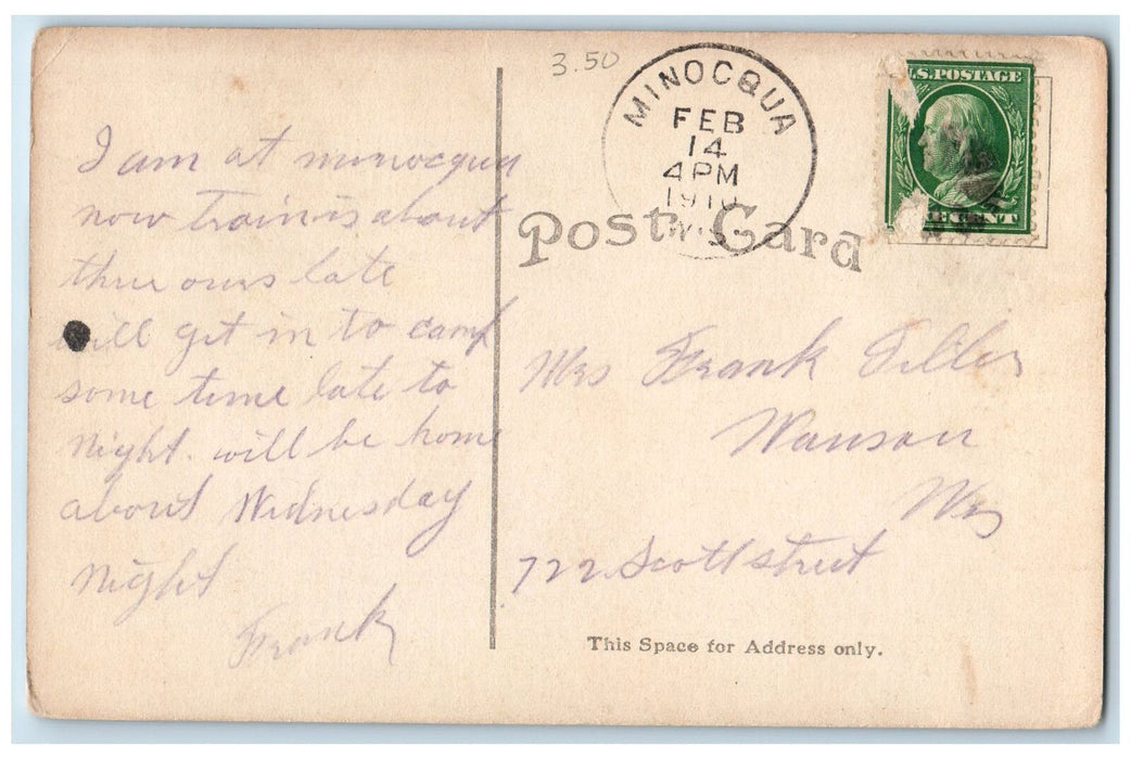 1910 Fishing On The Lake Boat Nature View Minocqua Wisconsin WI Antique Postcard