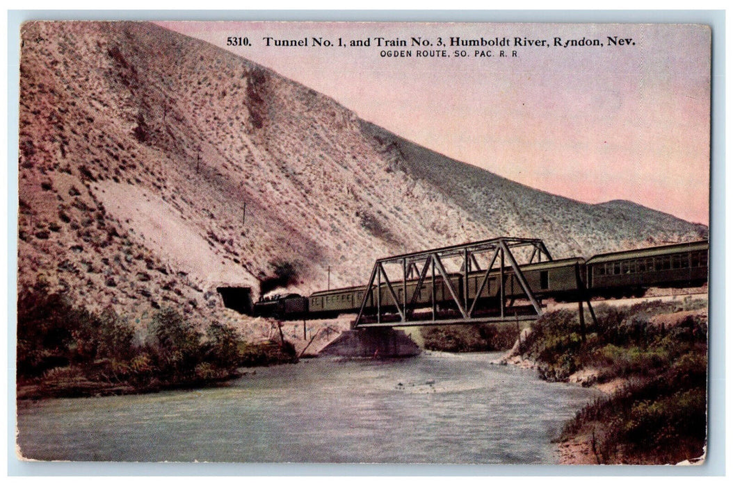 Tunnel No. 1 And Train No. 3 Humboldt River Train Ryndon Nevada NV Postcard