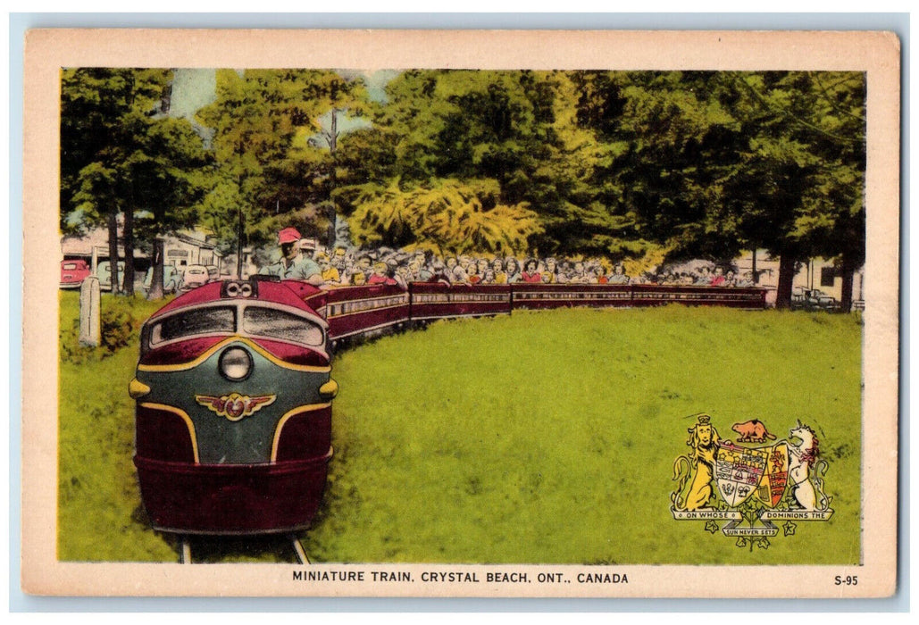 1950 Miniature Train, Amusement, Crystal Beach Ontario Canada Postcard