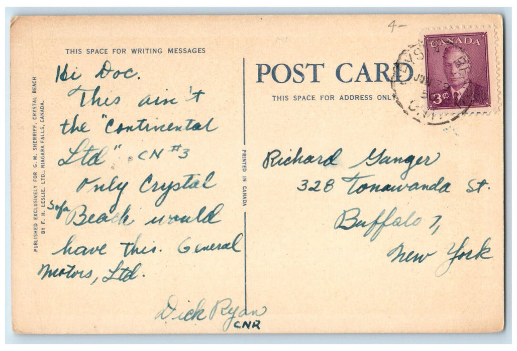 1950 Miniature Train, Amusement, Crystal Beach Ontario Canada Postcard