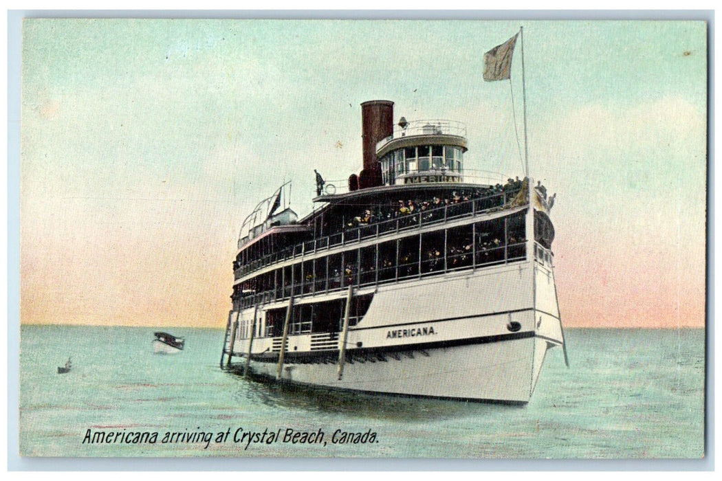 c1910 Passengers of Americana Arriving at Crystal Beach Ontario Canada Postcard