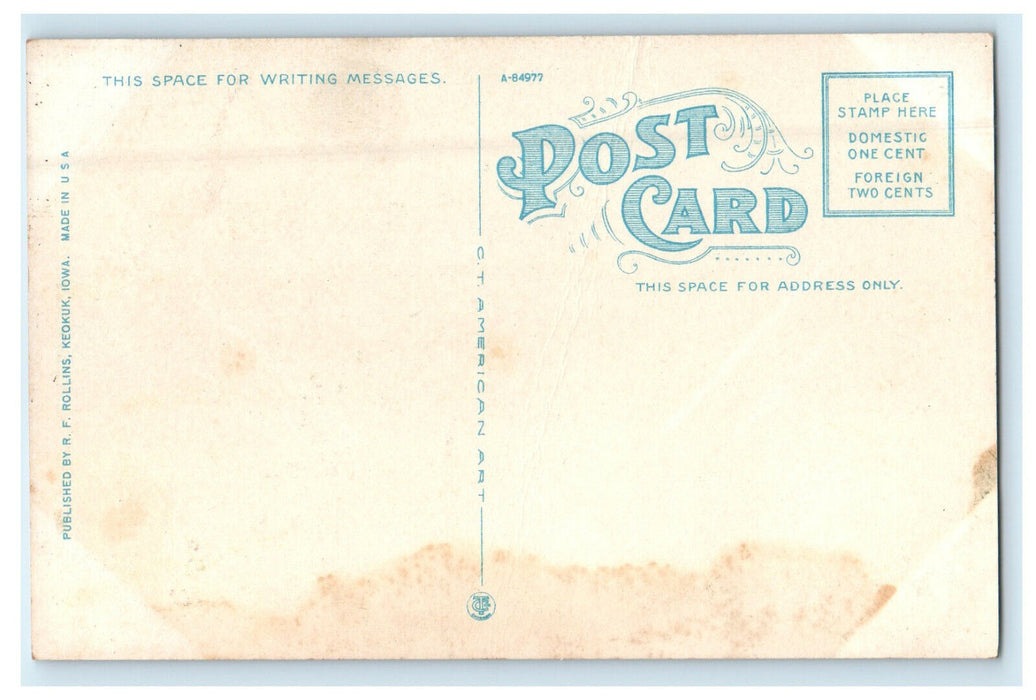 c1920s Vintage Car, New Keokuk Hamilton Bridge Keokuk Iowa IA Unposted Postcard