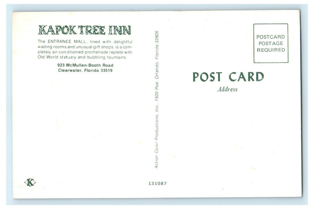 Kapok Tree Inn Entrance Mall Bubbling Fountains Clearwater Florida FL Postcard