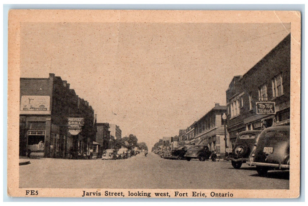c1940's Grill, Tailors, Singer, Jarvis St. Fort Erie Ontario Canada Postcard