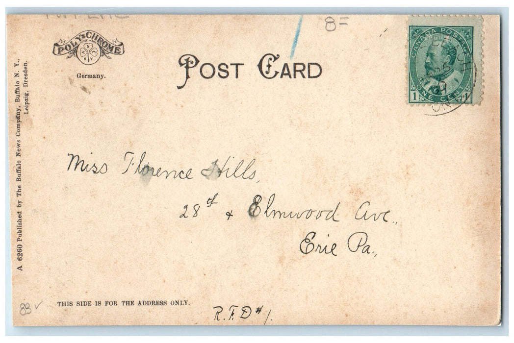 1909 Buffalo's Union Station Crystal Beach Canada Posted Antique Postcard