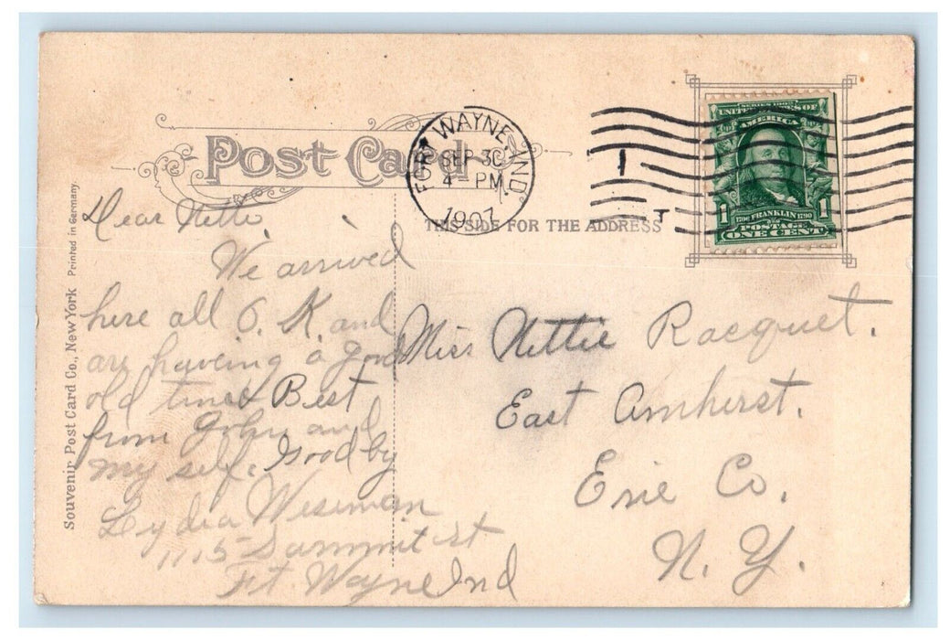1907 Post Office Building Street View Fort Wayne Indiana IN Antique Postcard