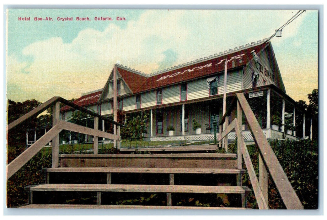 c1910 Veranda View, Hotel Bon-Air Crystal Beach Ontario Canada Postcard
