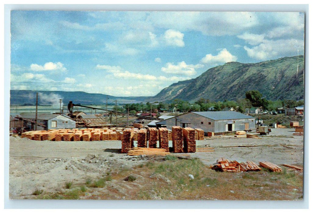 c1950s View of Mountains, Typical Small Sawmill Oregon OR Postcard
