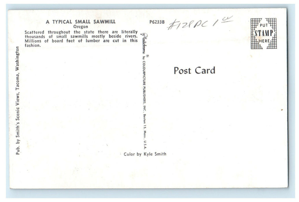 c1950s View of Mountains, Typical Small Sawmill Oregon OR Postcard