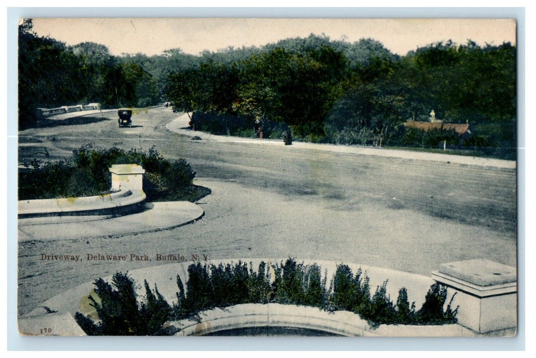 1908 View Of Driveway Delaware Park Buffalo New York NY Posted Antique Postcard