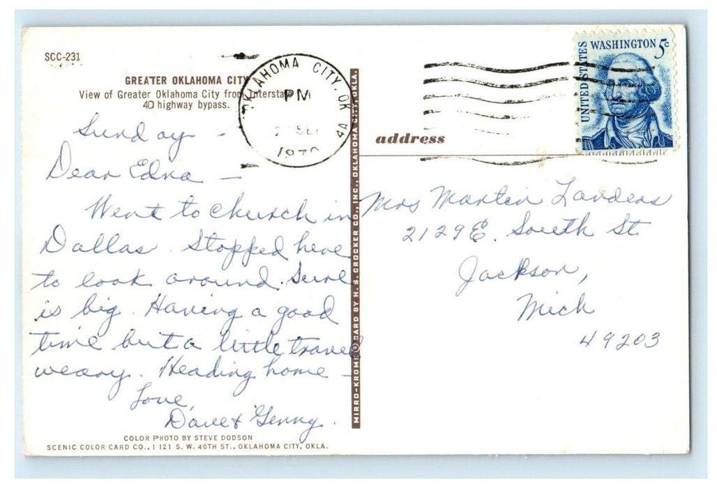 c1950's Greater Oklahoma City Oklahoma OK Posted Vintage Postcard