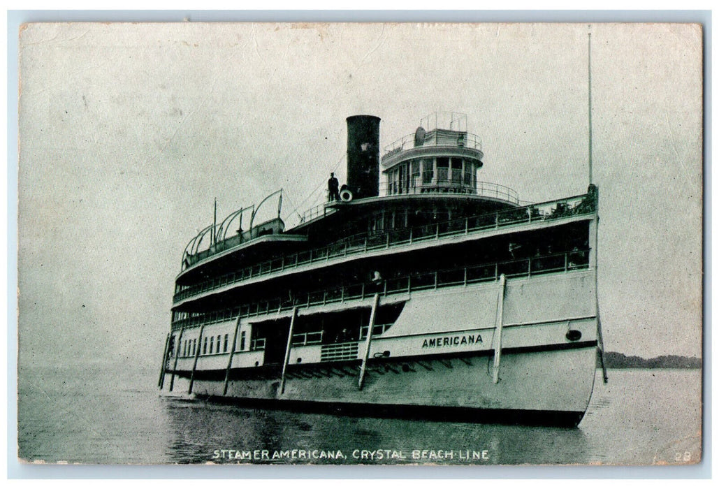 c1910 Steamer Americana Crystal Beach Line Ontario Canada Posted Postcard