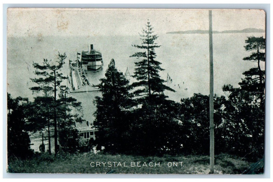 c1910 Steamship at Boat Landing, Crystal Beach Ontario Canada Posted Postcard