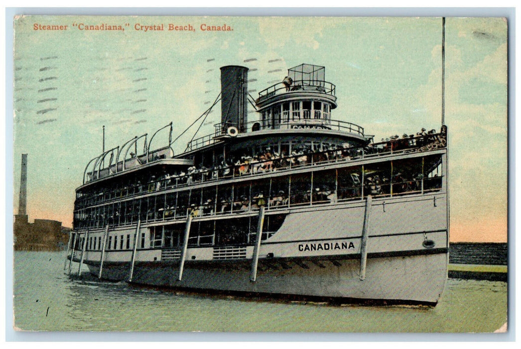 1912 Steamer "Canadiana" Crystal Beach Ontario Canada Posted Antique Postcard