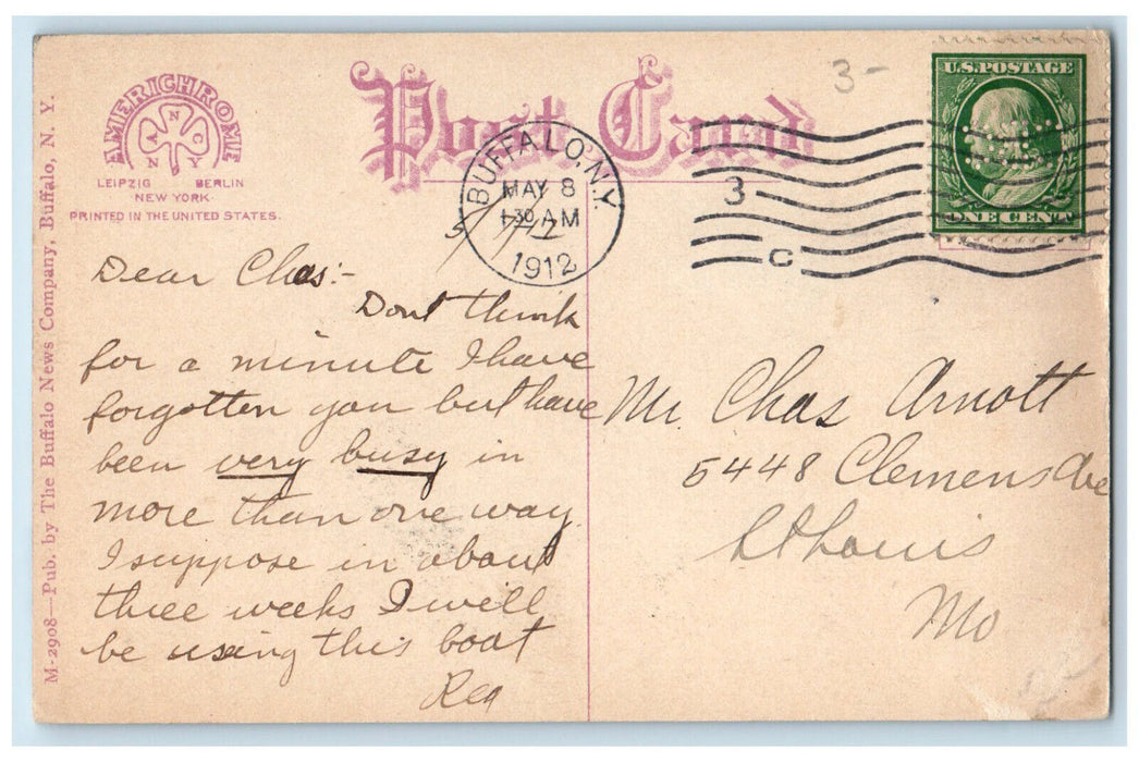 1912 Steamer "Canadiana" Crystal Beach Ontario Canada Posted Antique Postcard