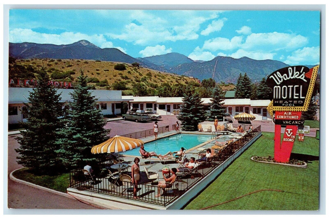 c1960 Walks Motel 45 Manitou US Highway West Manitou Springs Colorado Postcard