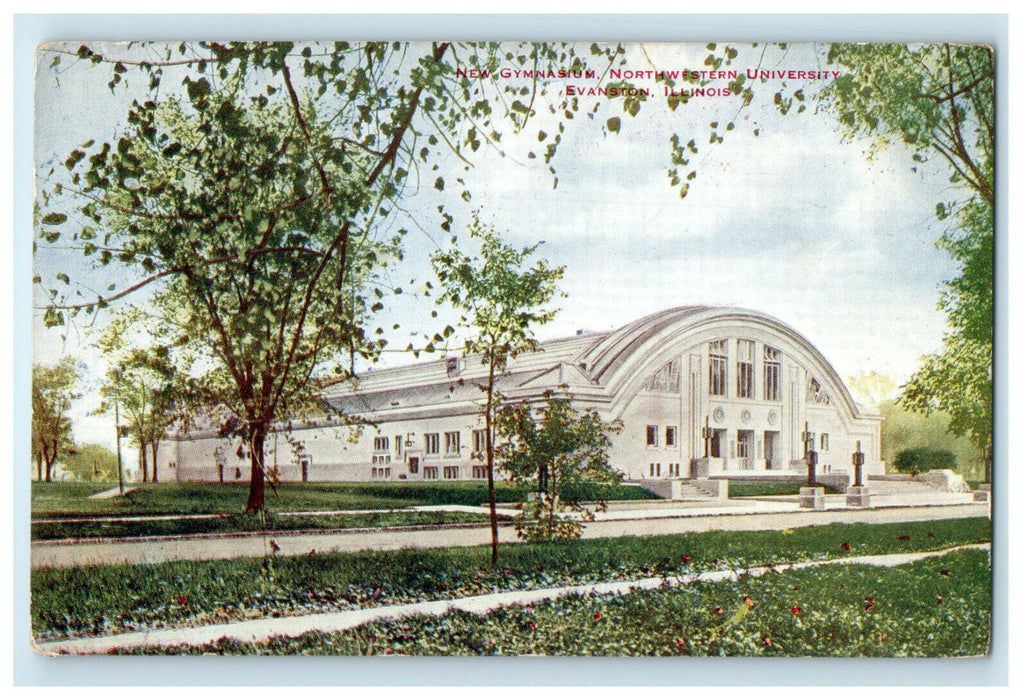 1918 New Gymnasium, North Western University Evanston Illinois IL Postcard