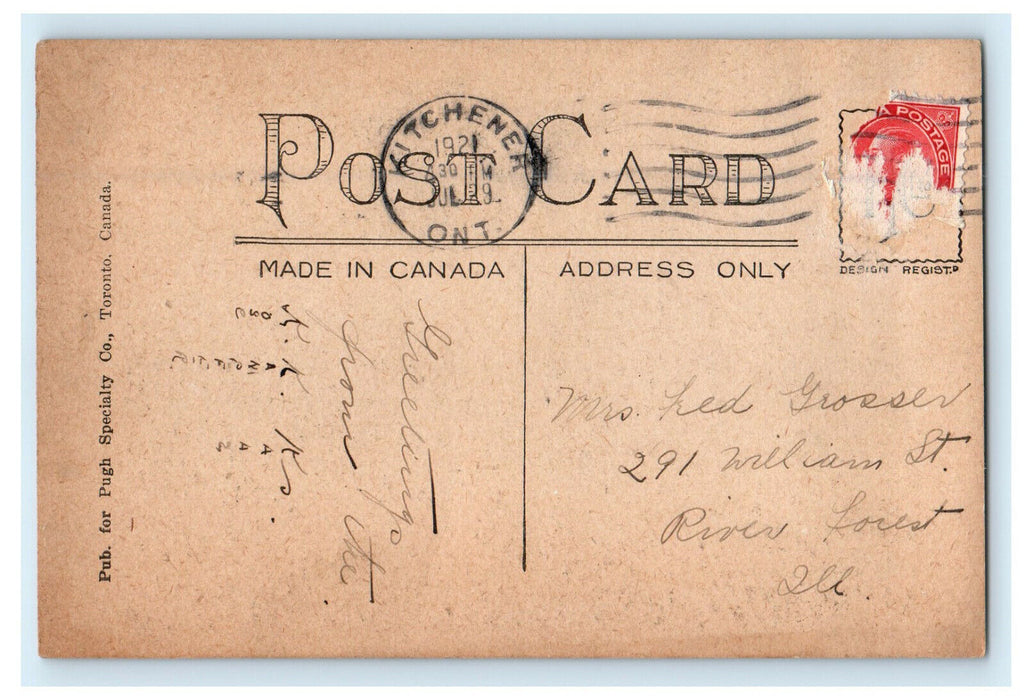 1921 View of New Hamburg Ontario Canada CA Posted Vintage Postcard